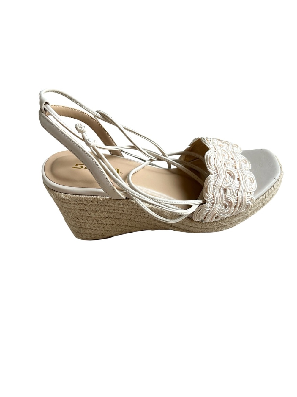 New Soda ATHENA CREAM LACE UP WEDGE  Espadrille Wedges Lace Sandal  8.5 - Picture 6 of 12